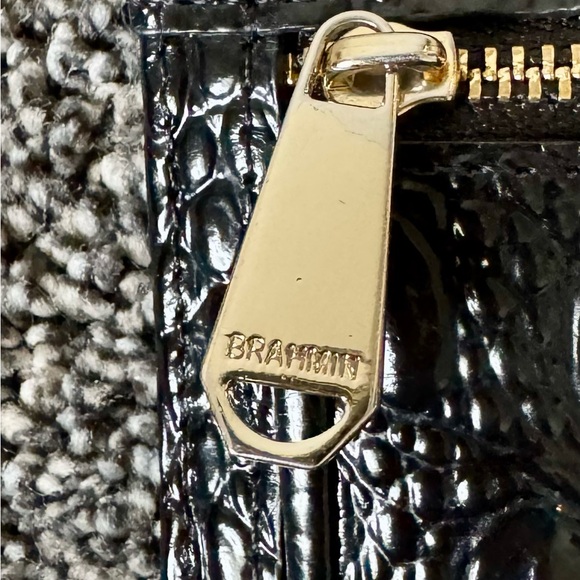 BRAHMIN Ady Slim Wallet Croc Embossed Continental Leather Black Melbourne $145 - Picture 7 of 13